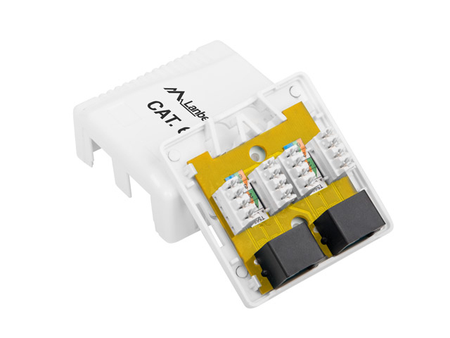 Lanberg Εξωτερική Διπλή Πρίζα Δικτύου RJ45 σε Λευκό Χρώμα OU6-0002-W - Image 2