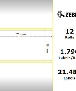 Alternative view of Zebra Z-Perform 1000T 1790 Αυτοκόλλητες Ετικέτες σε Ρολό για Εκτυπωτή Ετικετών 70x38mm 12τμχ