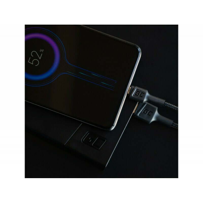 Green Cell PowerStream Braided USB 2.0 Cable USB-C male - USB-A 60W Μαύρο 2m (KABGC19) - Image 4
