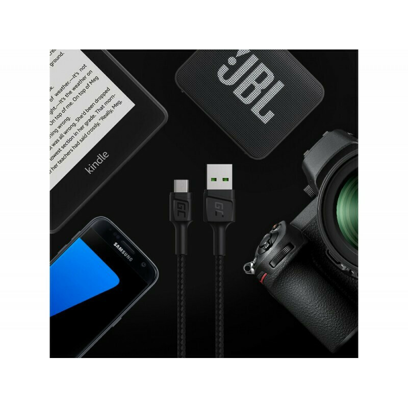 Green Cell PowerStream Braided USB 2.0 Cable USB-C male - USB-A 60W Μαύρο 2m (KABGC19) - Image 5