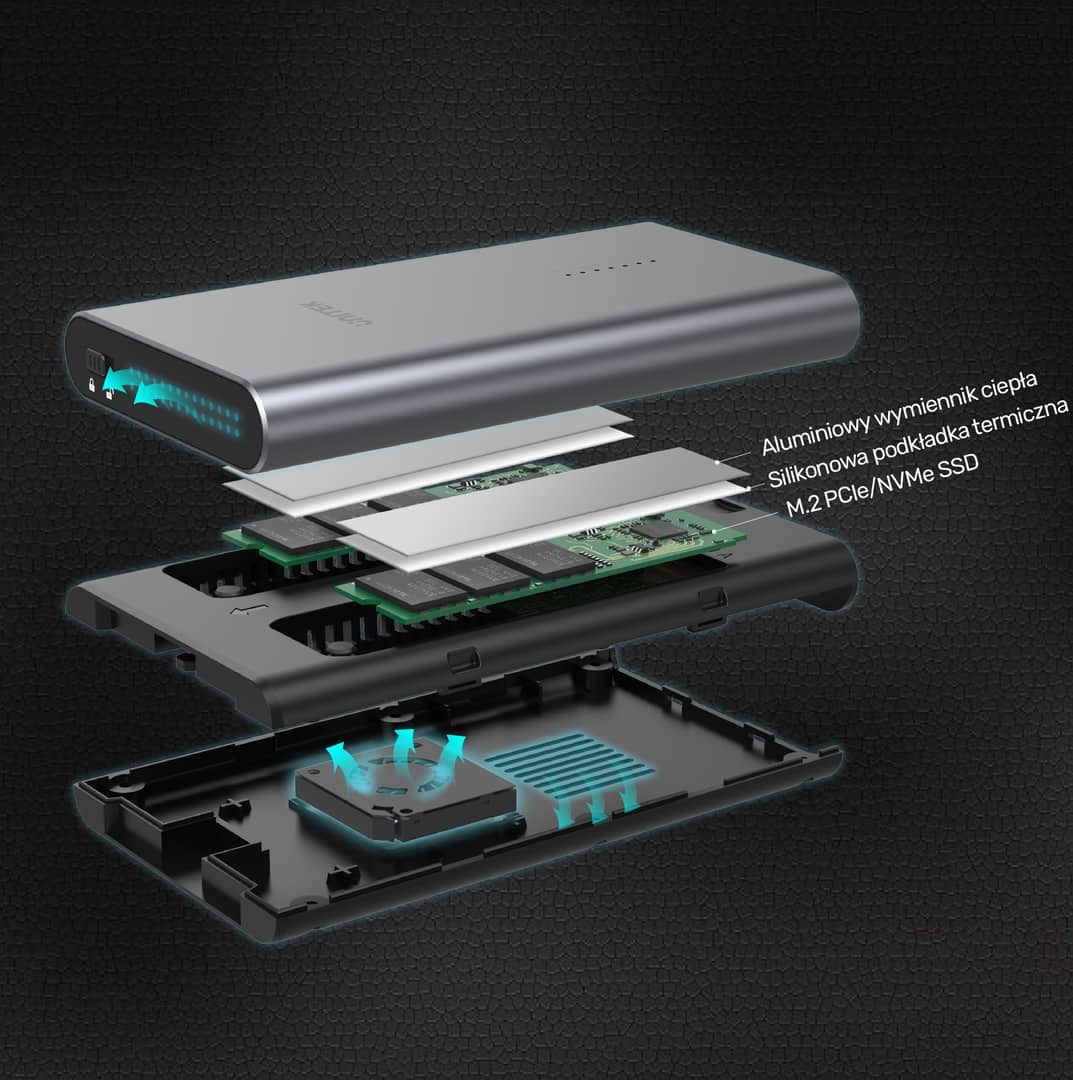 Unitek SolidForce Θήκη για 2 Σκληρούς Δίσκους M.2 PCI Express NVME με σύνδεση Type-C σε Γκρι χρώμα - Image 8