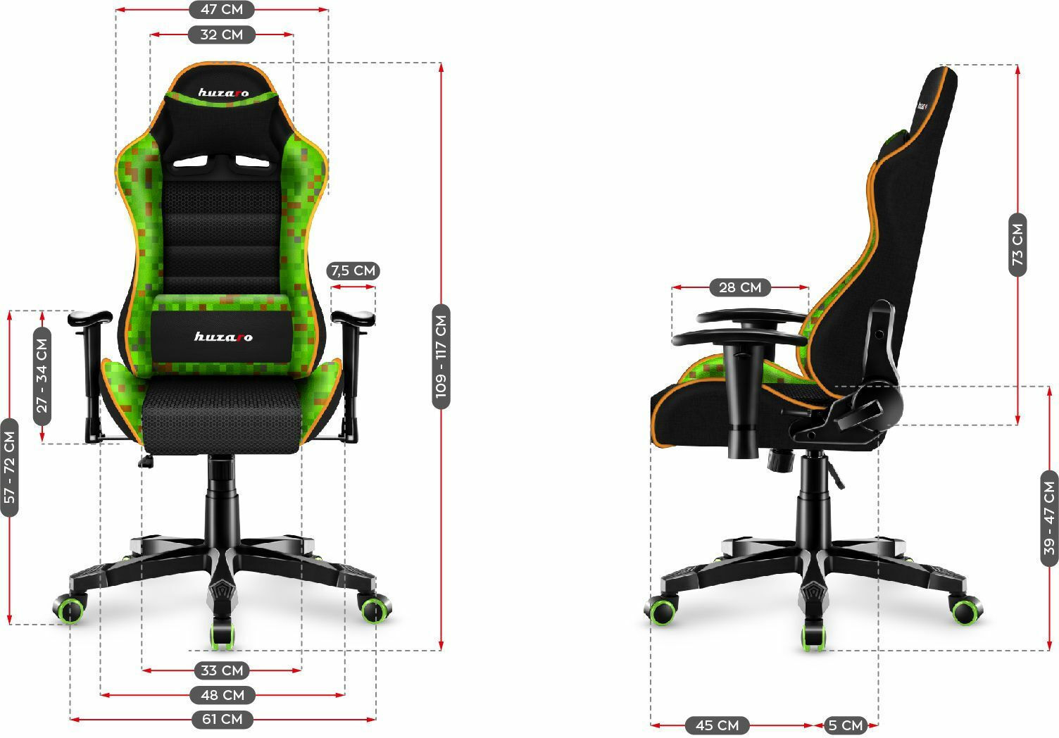 Huzaro Ranger 6.0 Child Καρέκλα Gaming με Ρυθμιζόμενα Μπράτσα Pixel - Image 7