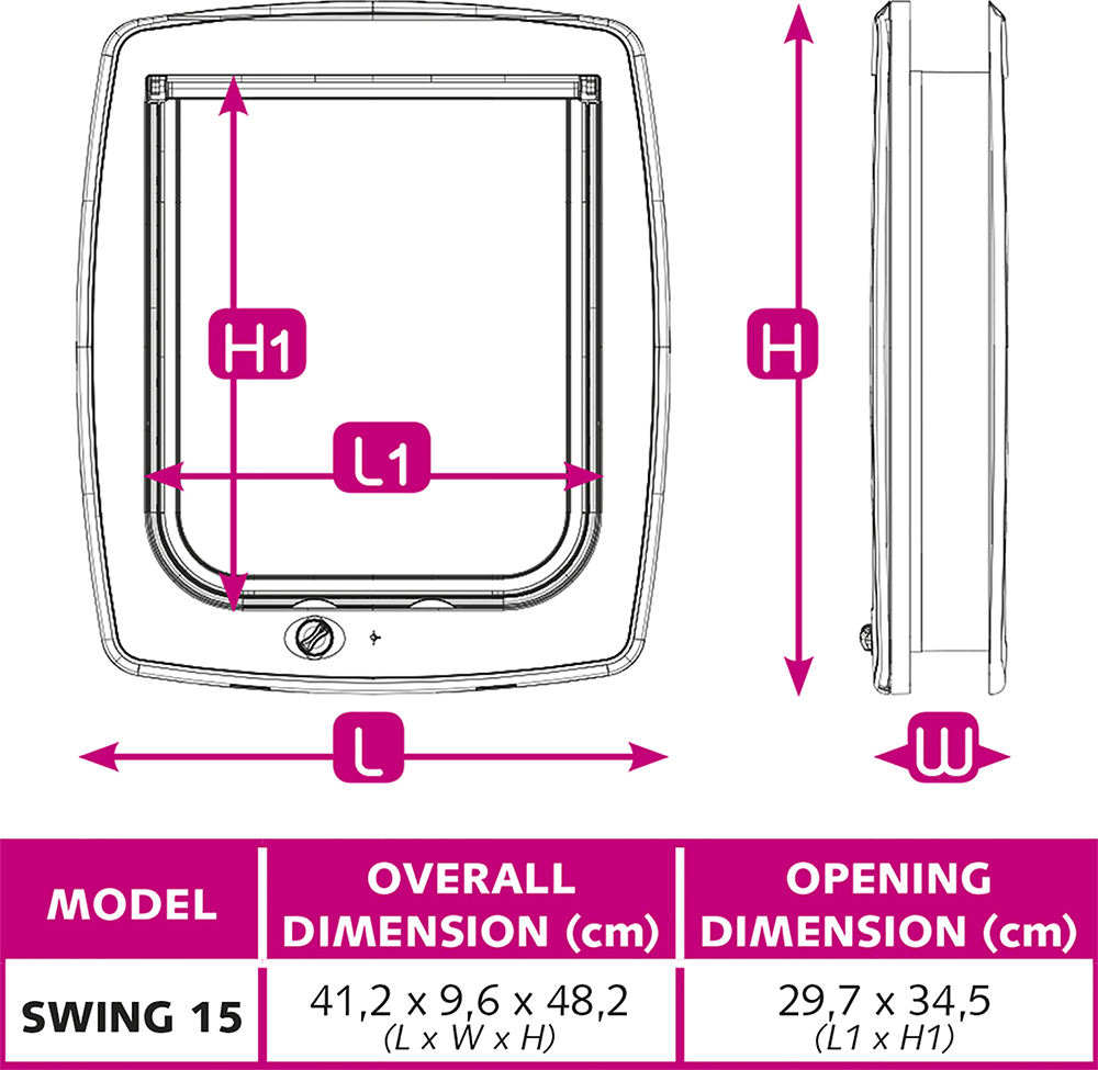 Ferplast Swing 15 Πόρτα Σκύλου & Γάτας 41.2x48.2x9.6εκ. από Πλαστικό σε Λευκό Χρώμα 41.2 x 48.2 x 48.2εκ. - Image 6