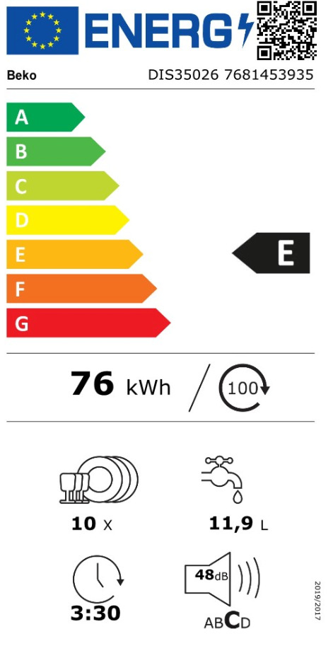 Beko Πλήρως Εντοιχιζόμενο για 10 Σερβίτσια Π44.8xY81.8εκ. DIS35026 - Image 3