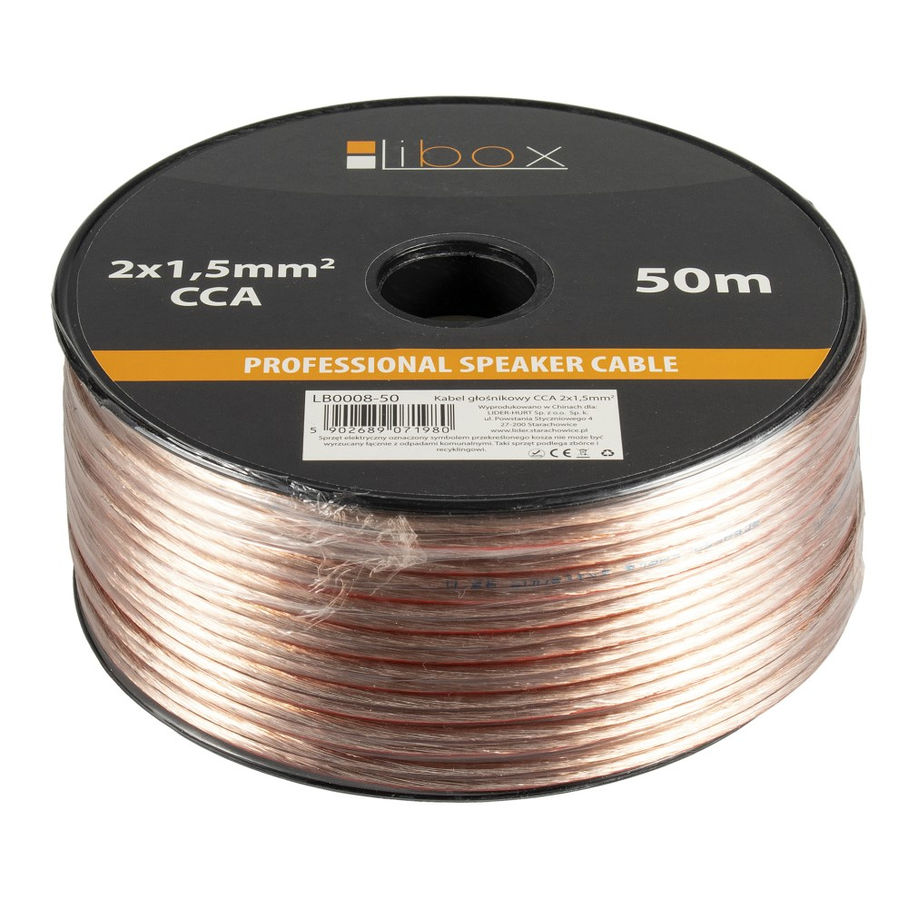 Libox Libox Καλώδιο Ηχείου Ατερμάτιστο 50m (LB0008-50) 1τμχ