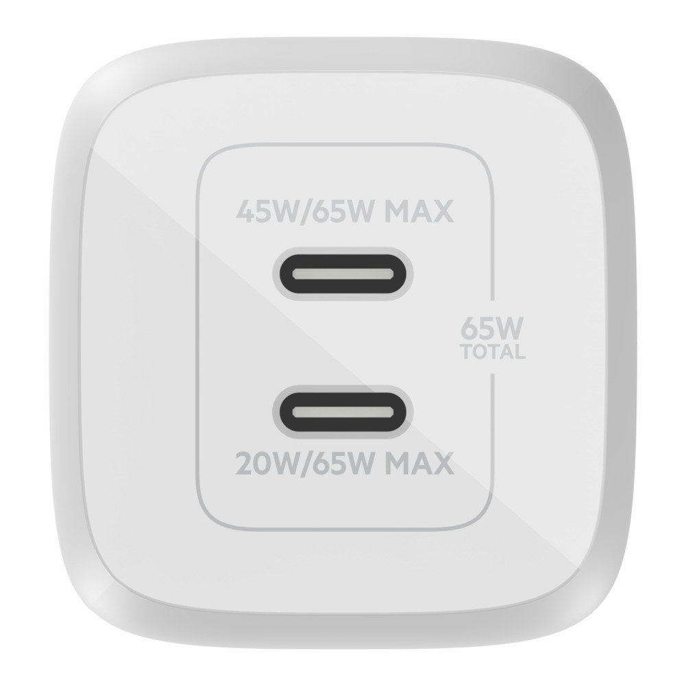 Belkin Φορτιστής Χωρίς Καλώδιο με 2 Θύρες USB-C 65W Power Delivery Λευκός (Boost Charge Pro) - Image 2