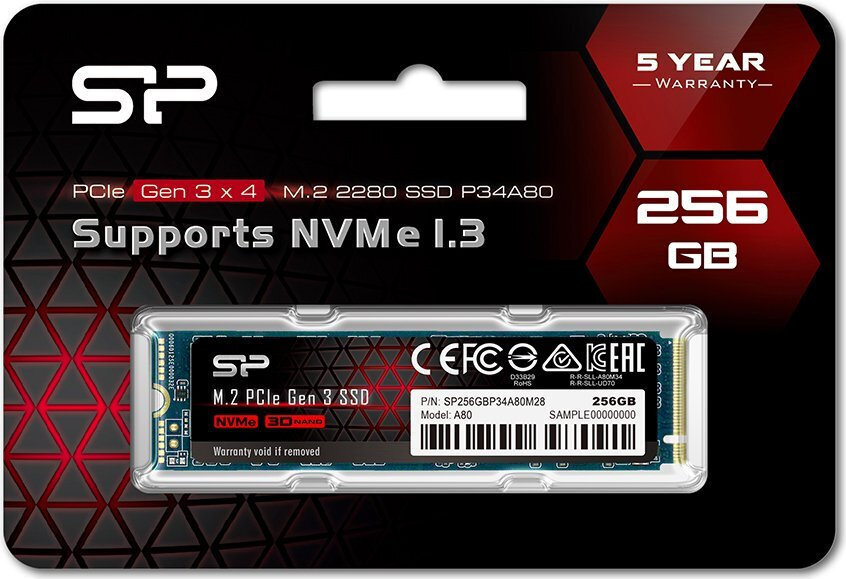 Silicon Power P34A80 SSD 256GB M.2 NVMe PCI Express 3.0 SP256GBP34A80M28 - Image 2