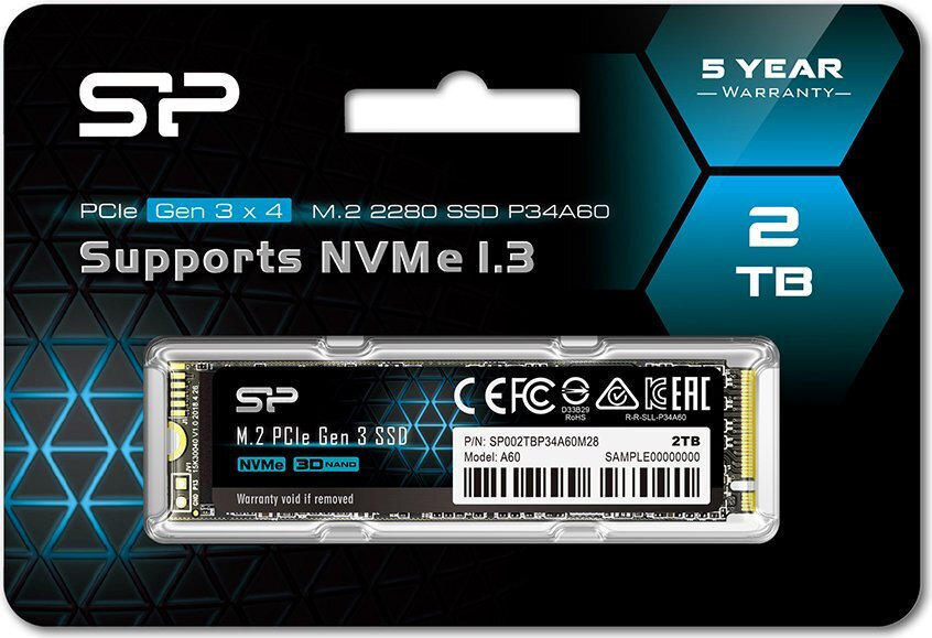 Silicon Power P34A60 SSD 2TB M.2 NVMe PCI Express 3.0 SP002TBP34A60M28 - Image 2