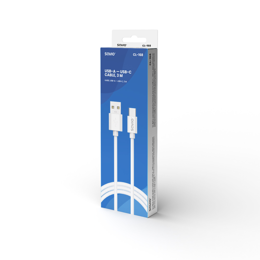 Savio USB 2.0 USB-C male - USB-A 2m (CL-168) - Image 3