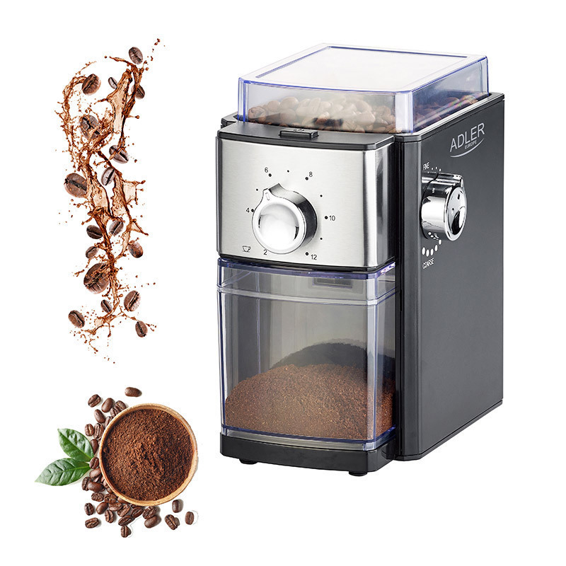 Adler AD-4448 Ηλεκτρικός Μύλος Καφέ 300W με Χωρητικότητα 250gr και 12 Επίπεδα Άλεσης Ασημί - Image 6
