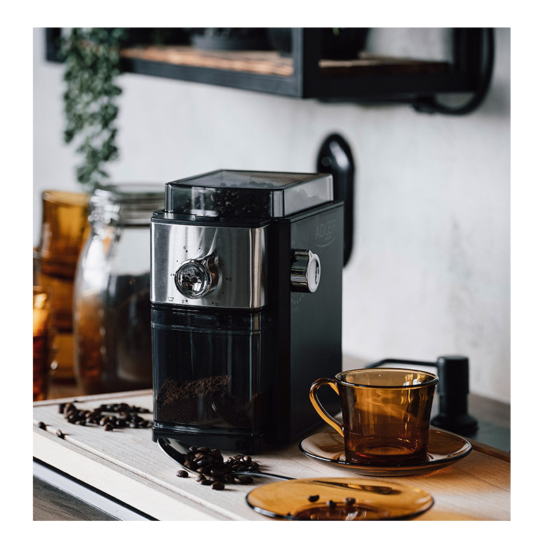 Adler AD-4448 Ηλεκτρικός Μύλος Καφέ 300W με Χωρητικότητα 250gr και 12 Επίπεδα Άλεσης Ασημί - Image 10