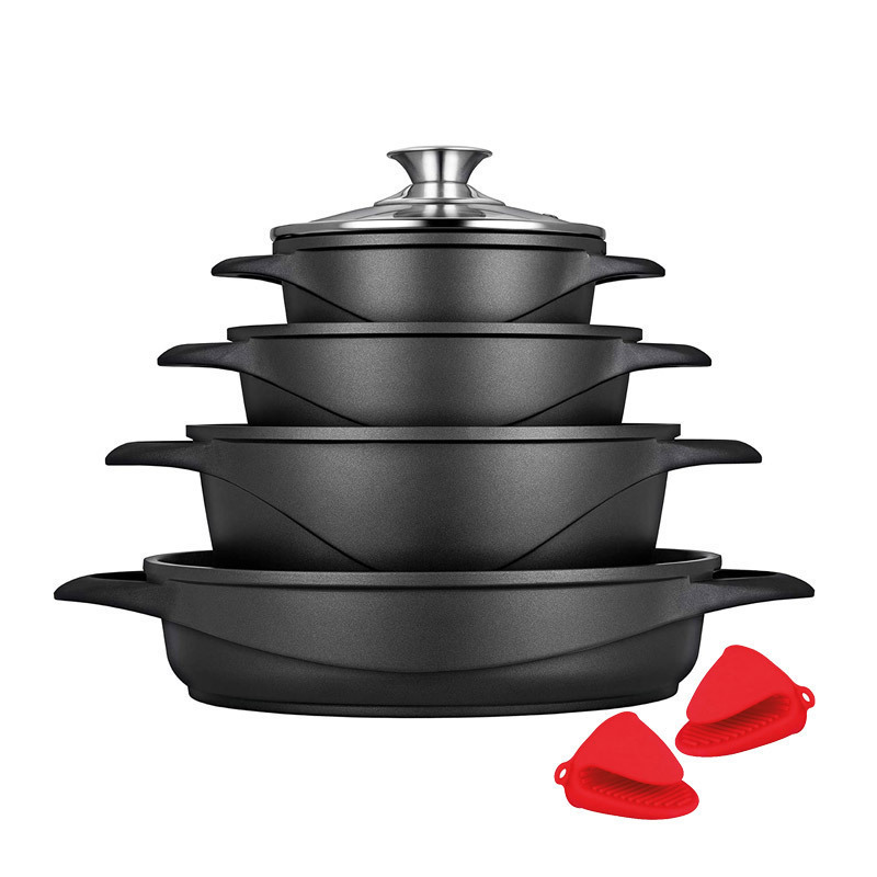 Smile Σετ Μαγειρικά Σκεύη από Αλουμίνιο Μαύρα με Αντικολλητική Επίστρωση 10τμχ