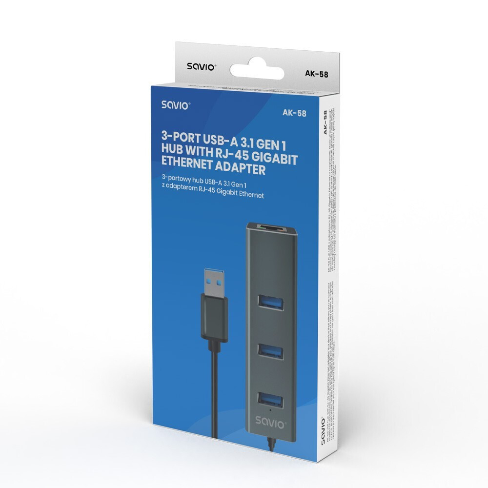 Savio USB 3.1 Hub 3 Θυρών με σύνδεση USB-A Γκρι - Image 3