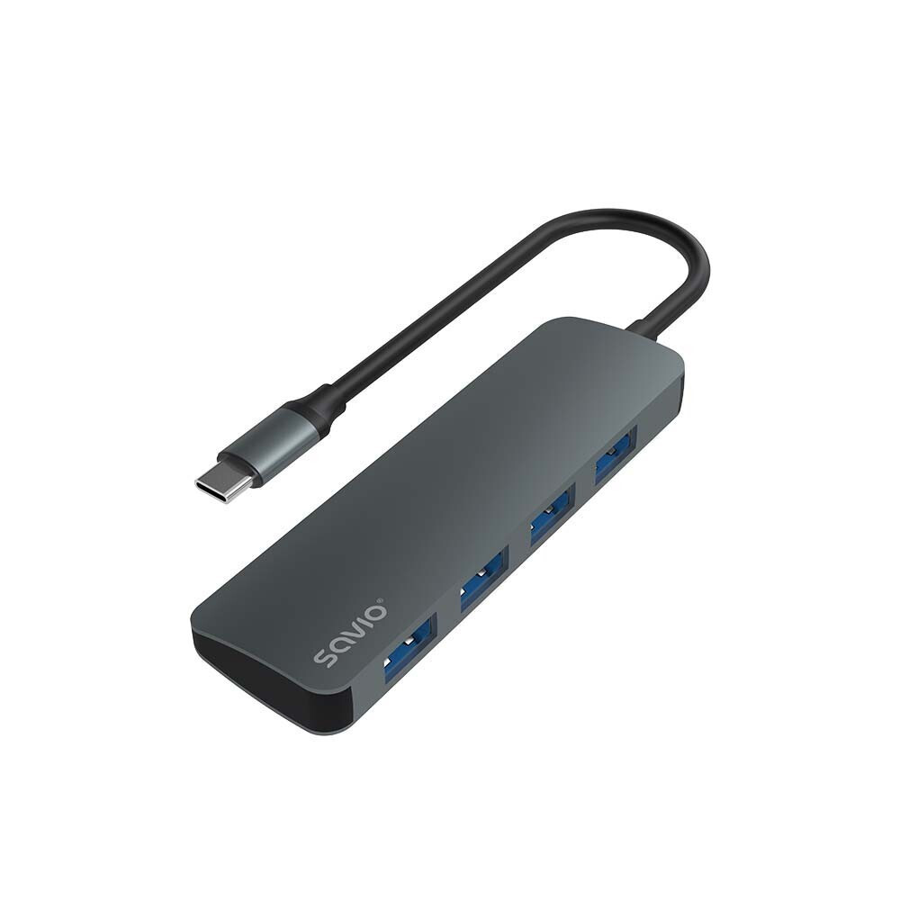 Savio USB 3.1 Hub 4 Θυρών με σύνδεση USB-C Γκρι - Image 2