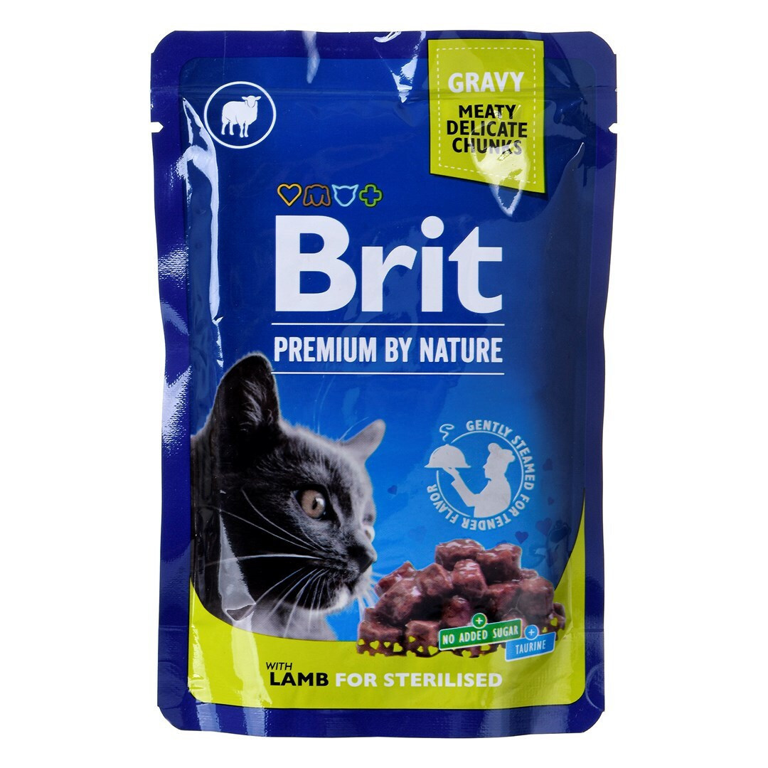 Brit Premium By Nature Υγρή Τροφή για Ενήλικες Γάτες σε Φακελάκι με Αρνί χωρίς Γλουτένη 100gr