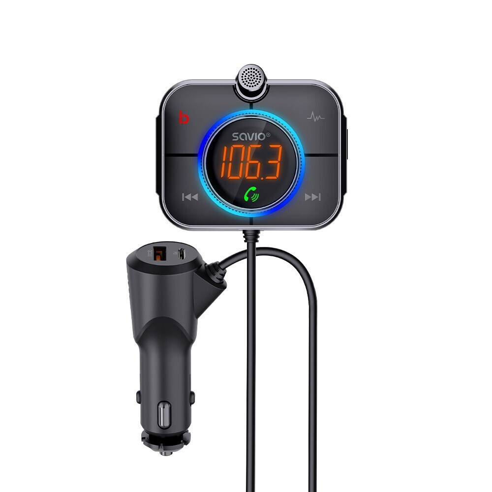 Savio FM Transmitter Αυτοκινήτου TR-14 με AUX / Bluetooth / MicroSD / Type-C / USB - Image 2