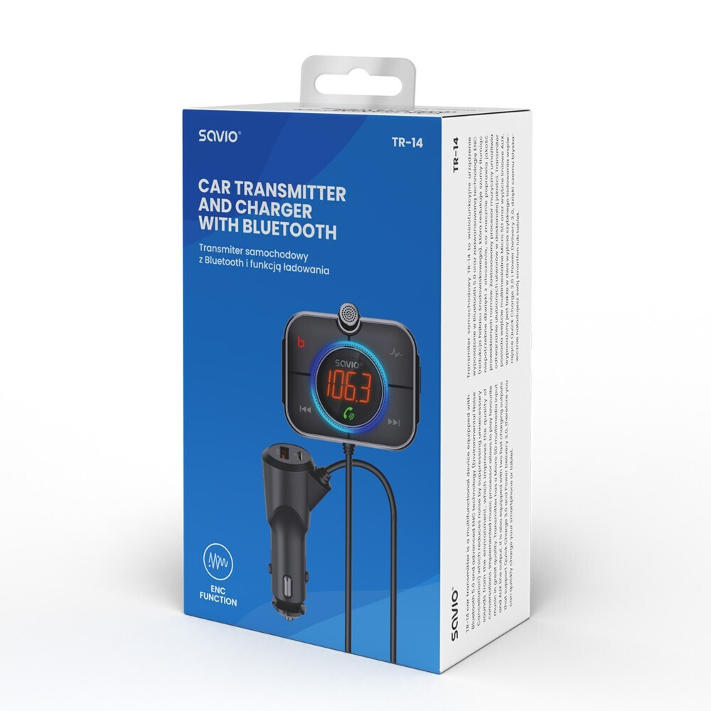 Savio FM Transmitter Αυτοκινήτου TR-14 με AUX / Bluetooth / MicroSD / Type-C / USB - Image 10