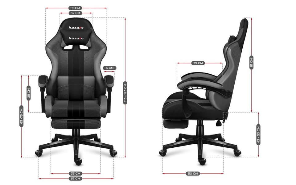 Huzaro Force 4.7 Καρέκλα Gaming Δερματίνης με Υποπόδιο Grey Mesh - Image 5