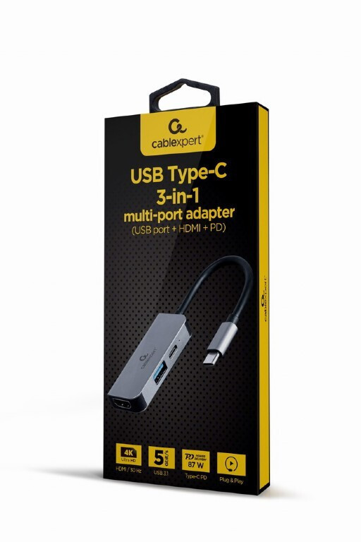 Cablexpert USB-C Docking Station με HDMI 4K PD (A-CM-COMBO3-02) - Image 2