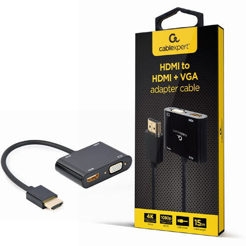 Cablexpert HDMI male σε HDMI / VGA female 1τμχ (A-HDMIM-HDMIFVGAF-01)