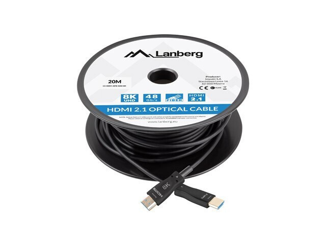 Lanberg HDMI 2.1 Cable HDMI male - HDMI male 20m Μαύρο (CA-HDMI-30FB-0200-BK) - Image 3