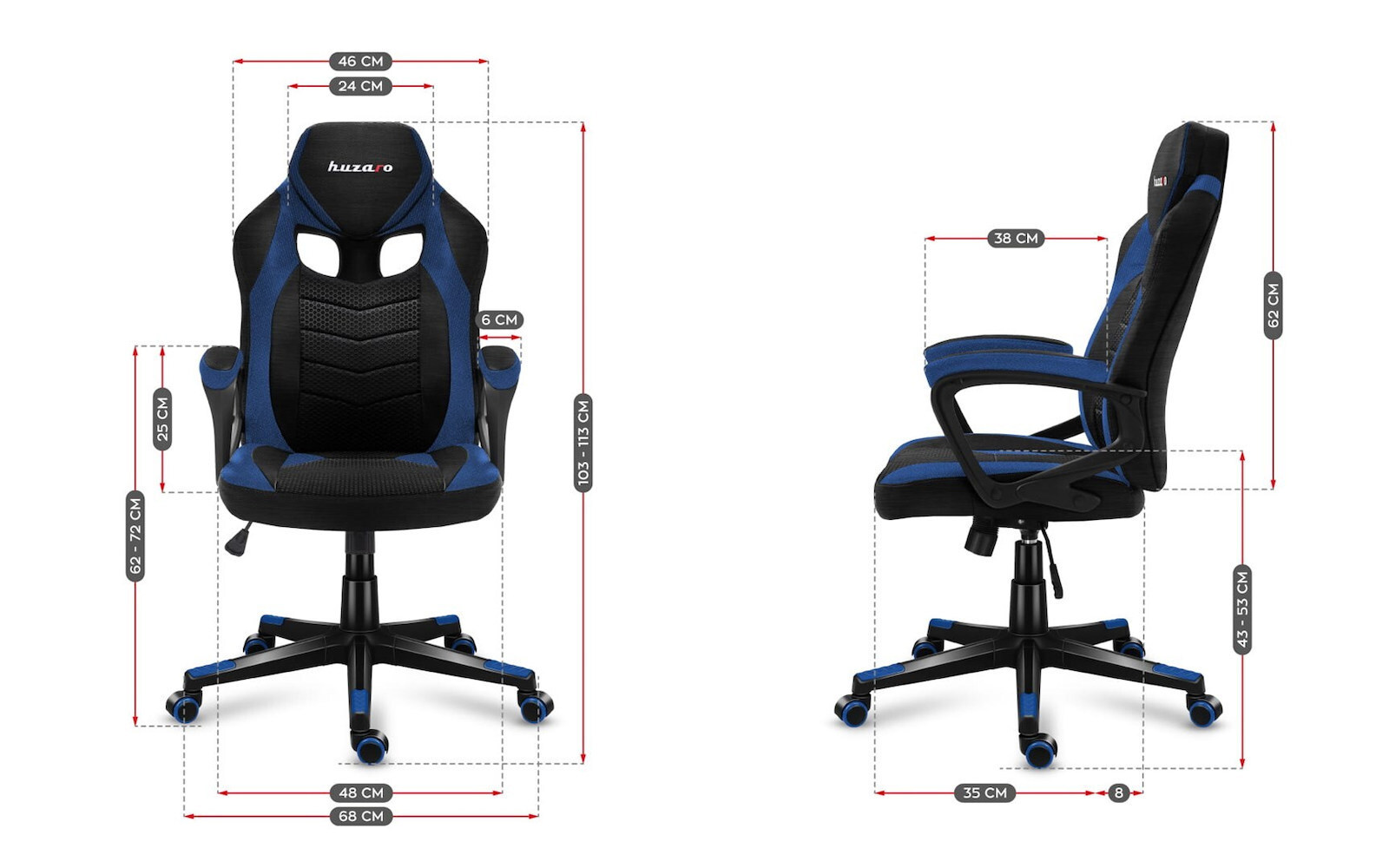 Huzaro Force 2.5 Υφασμάτινη Καρέκλα Gaming Μπλε - Image 5