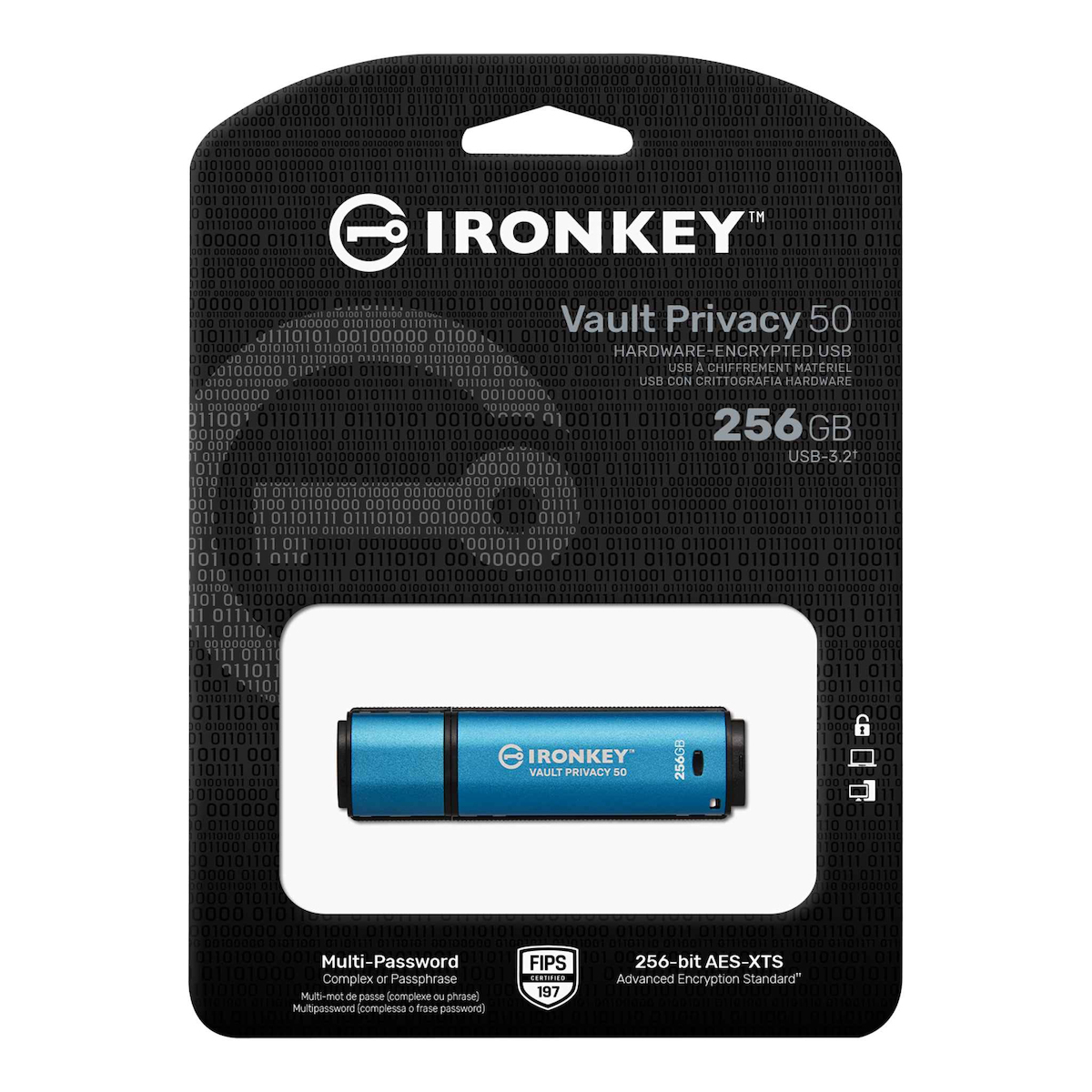 Kingston IronKey Vault Privacy 50 256GB USB 3.2 Stick Μπλε - Image 3
