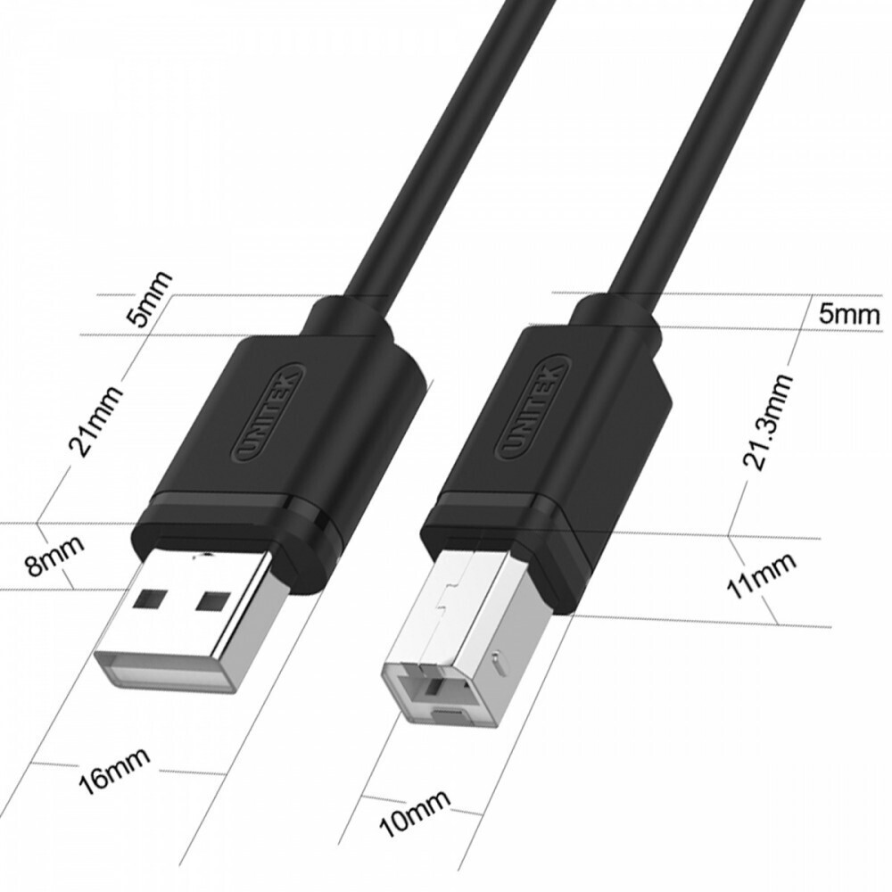 Unitek USB 2.0 Cable USB-A male - USB-B male Μαύρο 3m (Y-C420GBK) - Image 2