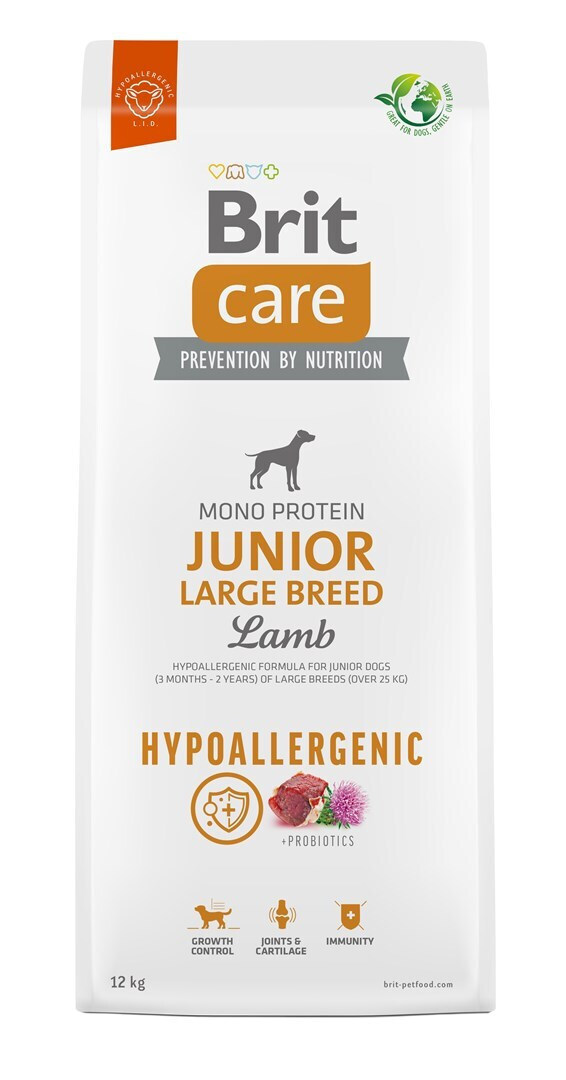 Brit Care Junior Large Breed Hypoallergenic 12kg Ξηρά Τροφή χωρίς Γλουτένη για Κουτάβια Μεγαλόσωμων Φυλών με Αρνί