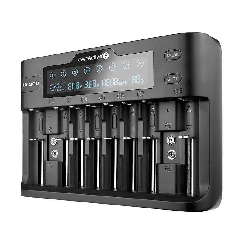 everActive UC-800 Φορτιστής 8 Μπαταριών Li-ion/Ni-MH Μεγέθους AA/AAA/D/18650/16340/26650/14500
