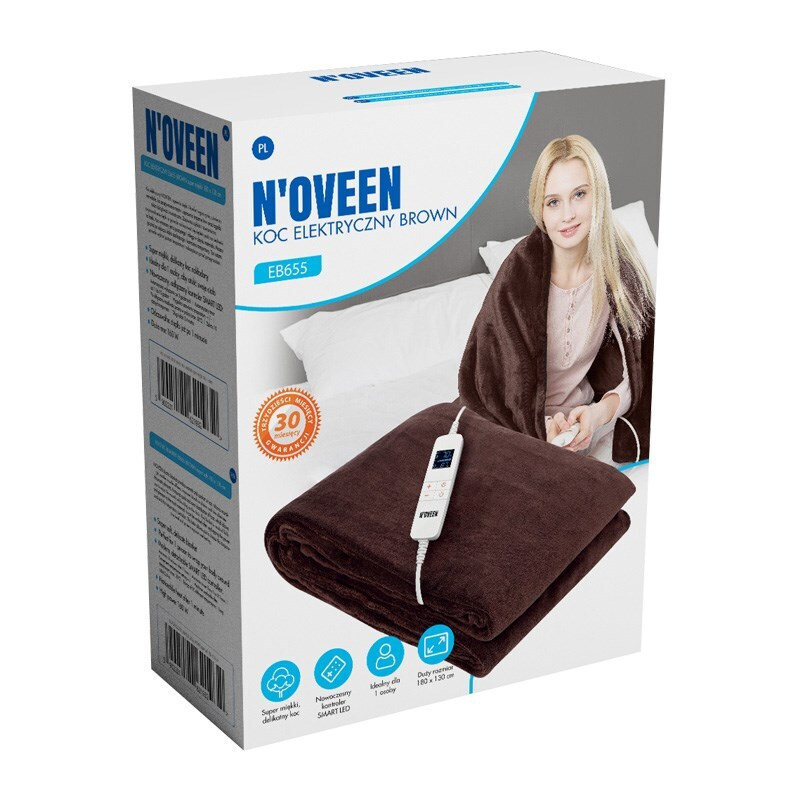 N'Oveen NOVEEN EB655 Ημίδιπλη Ηλεκτρική Κουβέρτα Καφέ 160W - Image 5