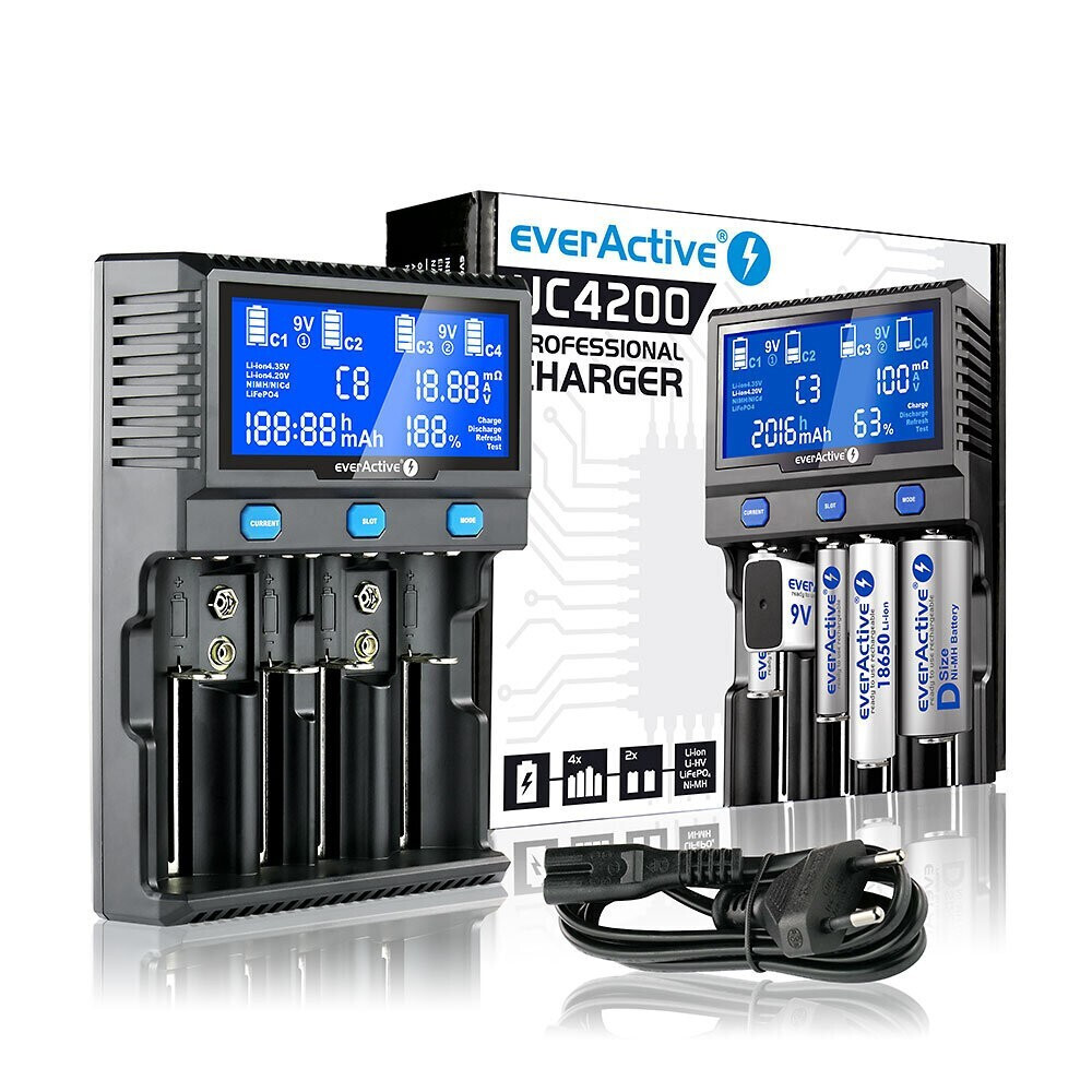 everActive UC-4200 Φορτιστής 4 Μπαταριών Li-ion/Ni-MH Μεγέθους AA/AAA/D/18650/16340/26650/14500 - Image 4