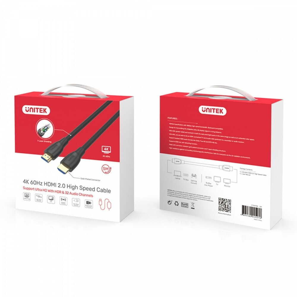 Unitek HDMI 2.0 HDMI male - HDMI male 7m Μαύρο (C11068BK) - Image 3