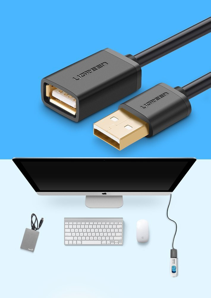 Ugreen USB 2.0 Cable USB-A male - USB-A female Μαύρο 2m 10316 - Image 4