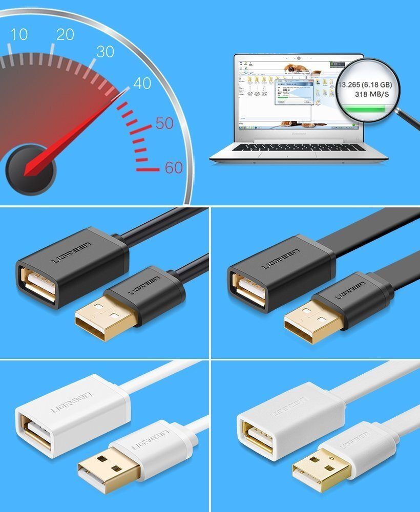 Ugreen USB 2.0 Cable USB-A male - USB-A female Μαύρο 2m 10316 - Image 5
