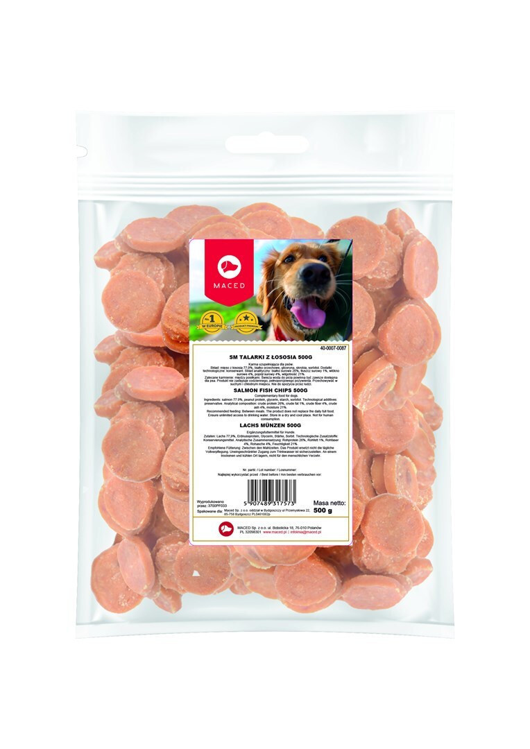 Maced Chips Λιχουδιά Σκύλου Μικρόσωμων Φυλών με Σολομό 500gr