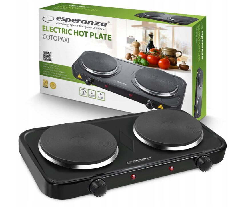 Esperanza Επιτραπέζια Εστία Εμαγιέ Διπλή Μαύρη - Image 2