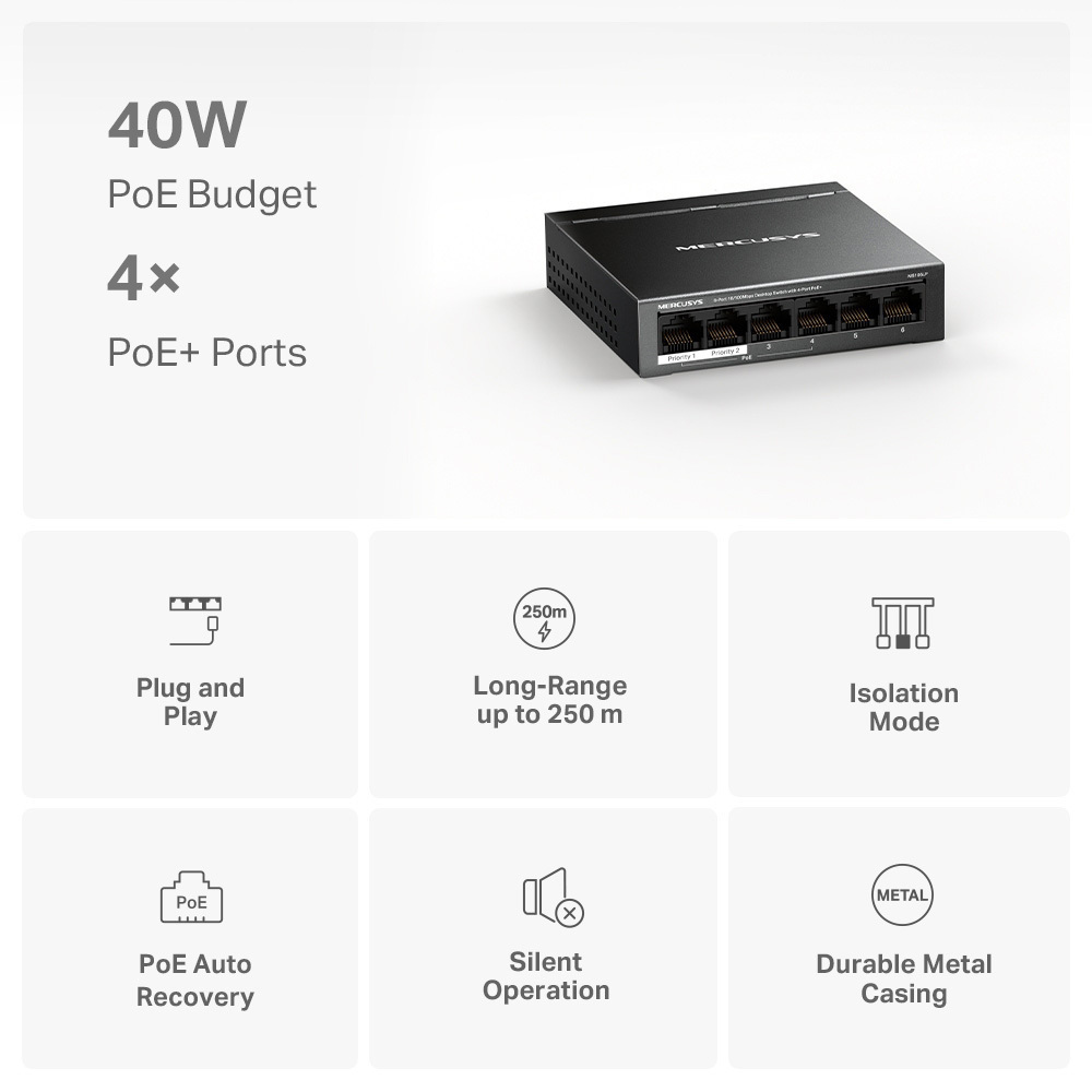 Mercusys MS106LP v1 Unmanaged L2 PoE+ - Image 3