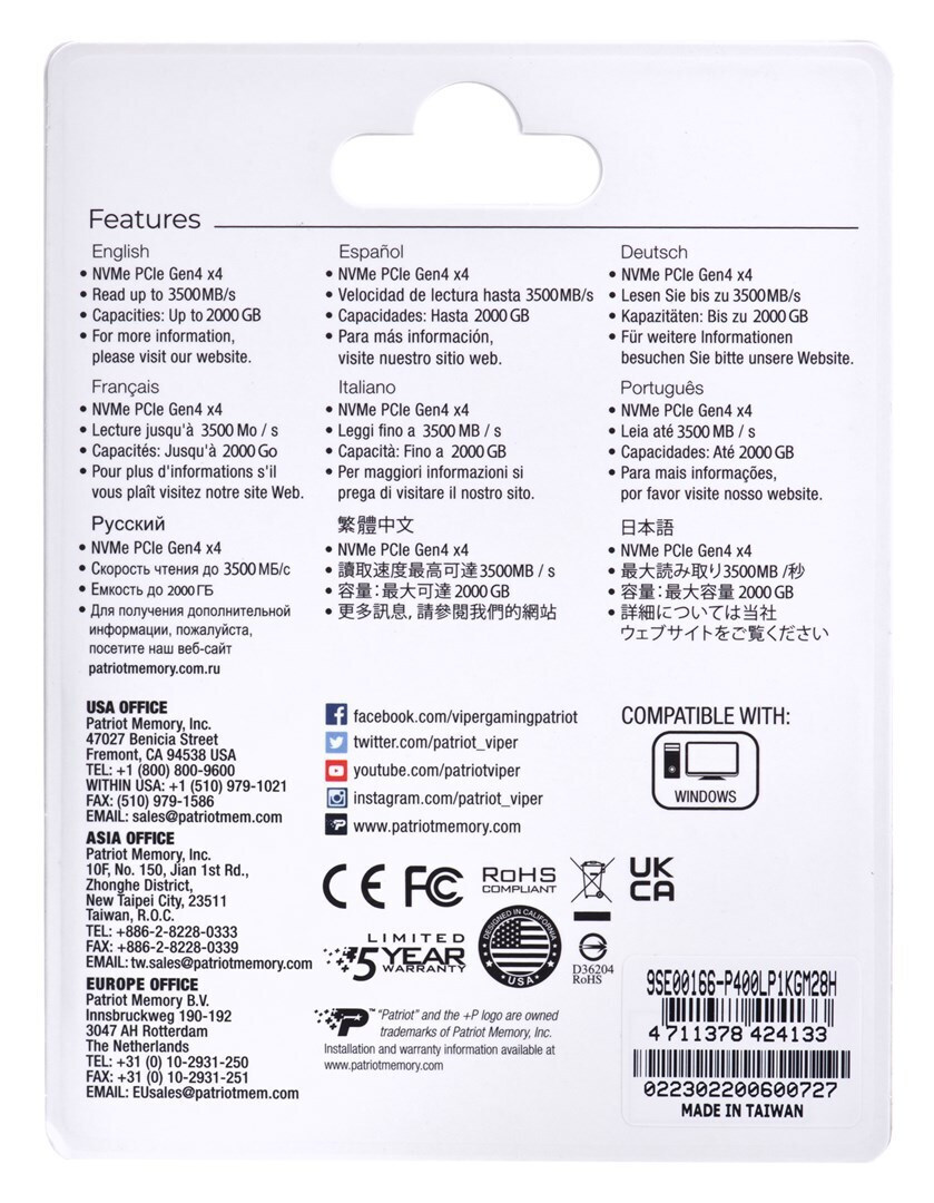 Patriot Viper VP400 Lite SSD 1TB M.2 NVMe PCI Express 4.0 P400LP1KGM28H - Image 8