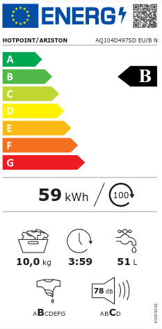 Hotpoint-Ariston 10kg με Smart Λειτουργίες AQ104D497SD - Image 10