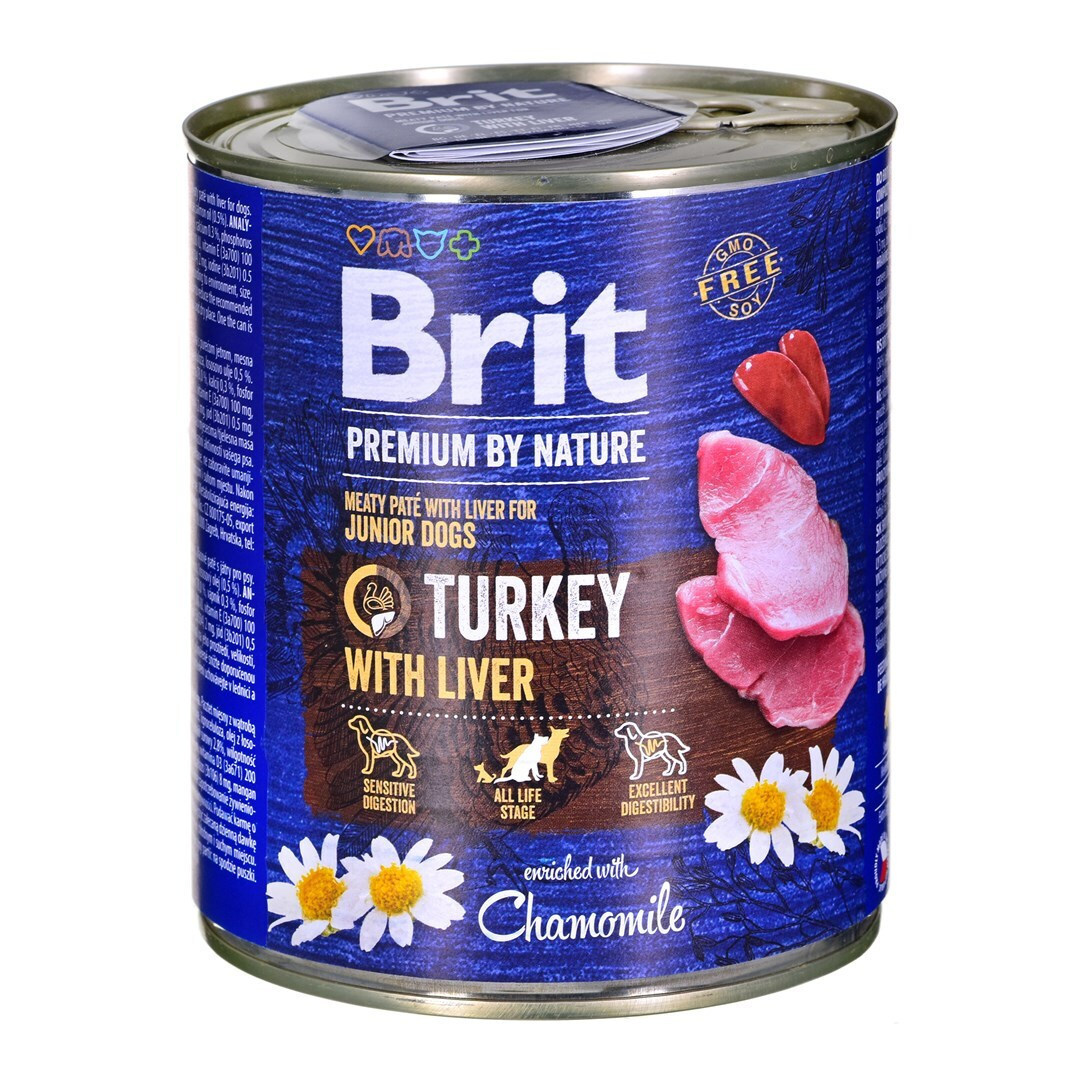 Brit Premium by Nature Υγρή Τροφή για Κουτάβια σε Κονσέρβα με Γαλοπούλα και Συκώτι χωρίς Σιτηρά & Γλουτένη 800gr