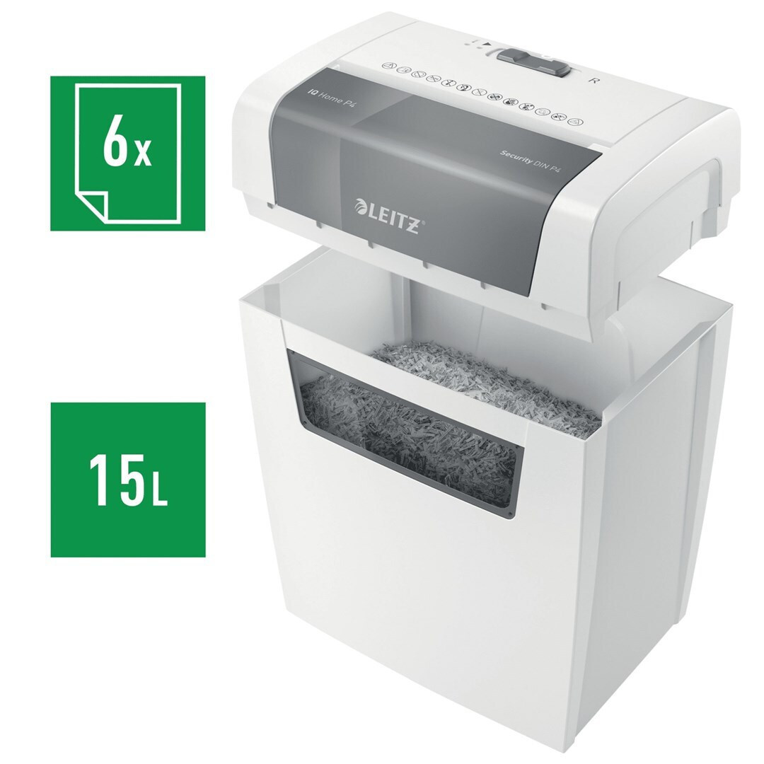 Leitz Καταστροφέας Εγγράφων Iq Home P4 6 Φύλλων με Κάδο 15lt - Image 3