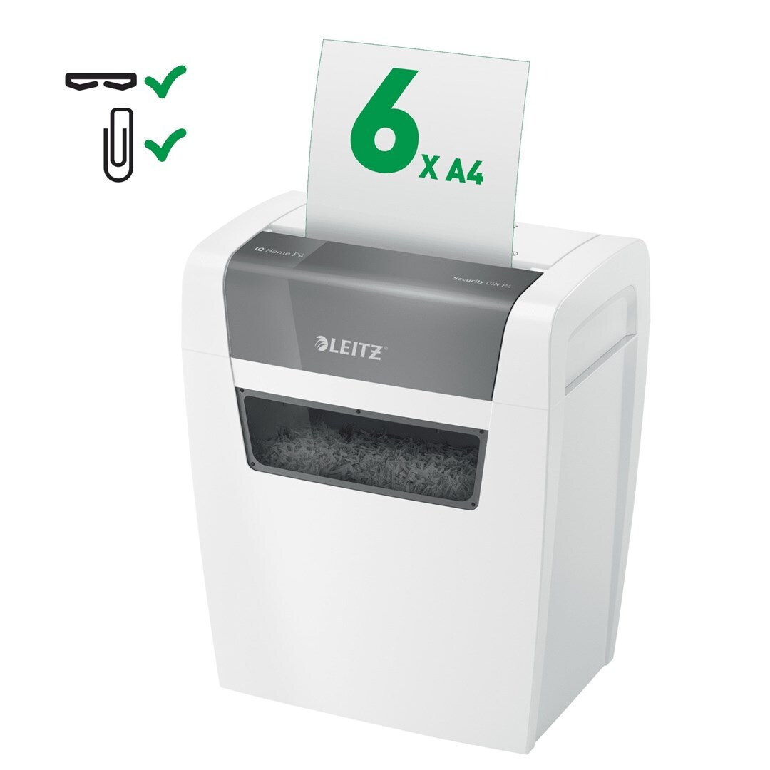 Leitz Καταστροφέας Εγγράφων Iq Home P4 6 Φύλλων με Κάδο 15lt