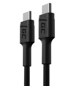 Green Cell PowerStream Braided USB 2.0 Cable USB-C male - USB-C 60W Μαύρο 0.3m KABGC25