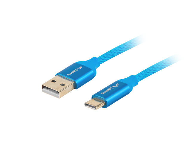 Lanberg Premium QC Braided USB 3.0 Cable USB-C male - USB-A Μπλε 0.5m (CA-USBO-22CU-0005-BL) - Image 2