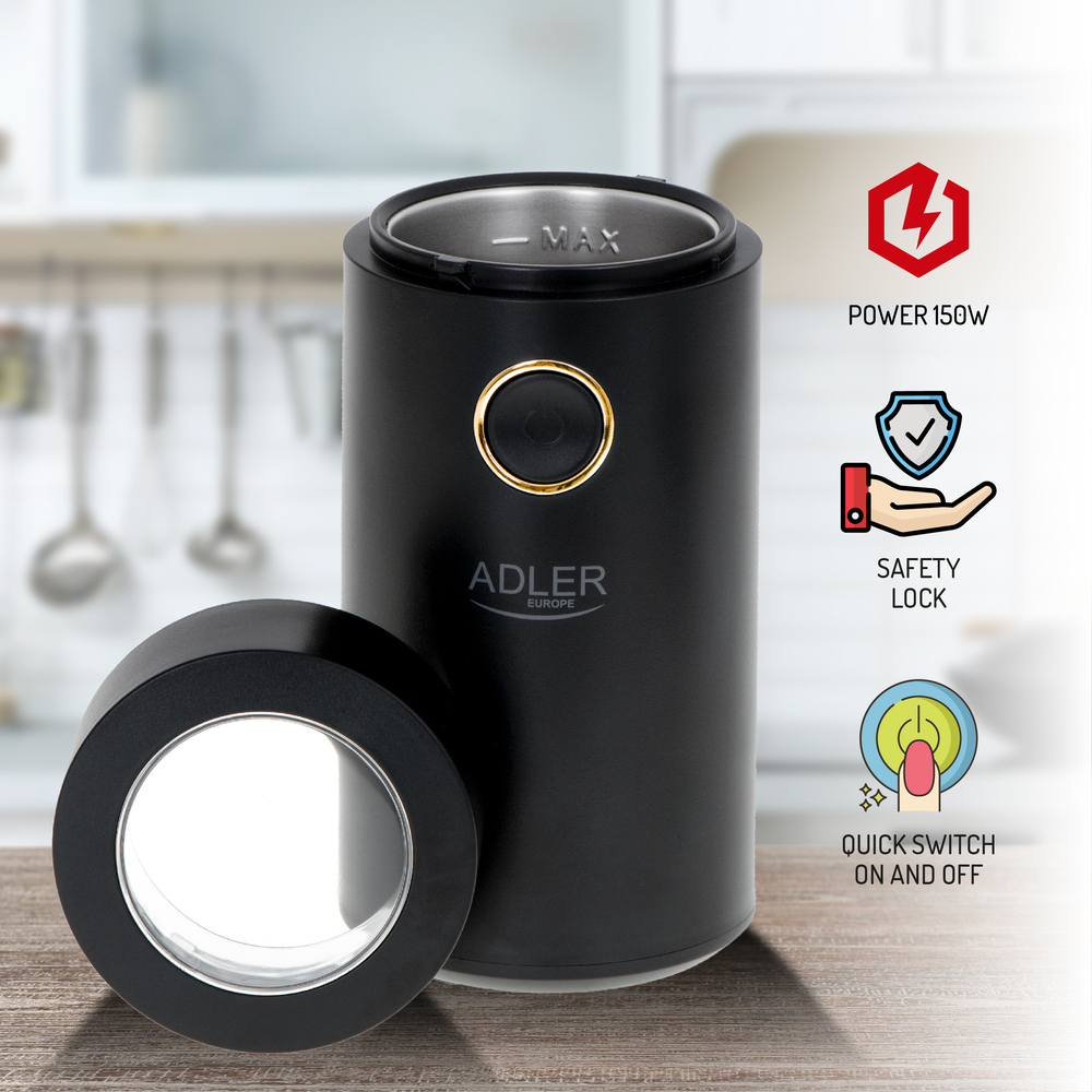 Adler AD 4446B Ηλεκτρικός Μύλος Καφέ 150W με Χωρητικότητα 75gr Μαύρος - Image 3