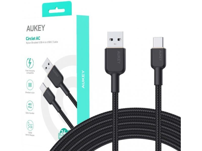 Aukey CB-NAC2 USB 2.0 USB-C male - USB-A 60W 1.8m (AKAUKKUCBNAC2BL) - Image 2