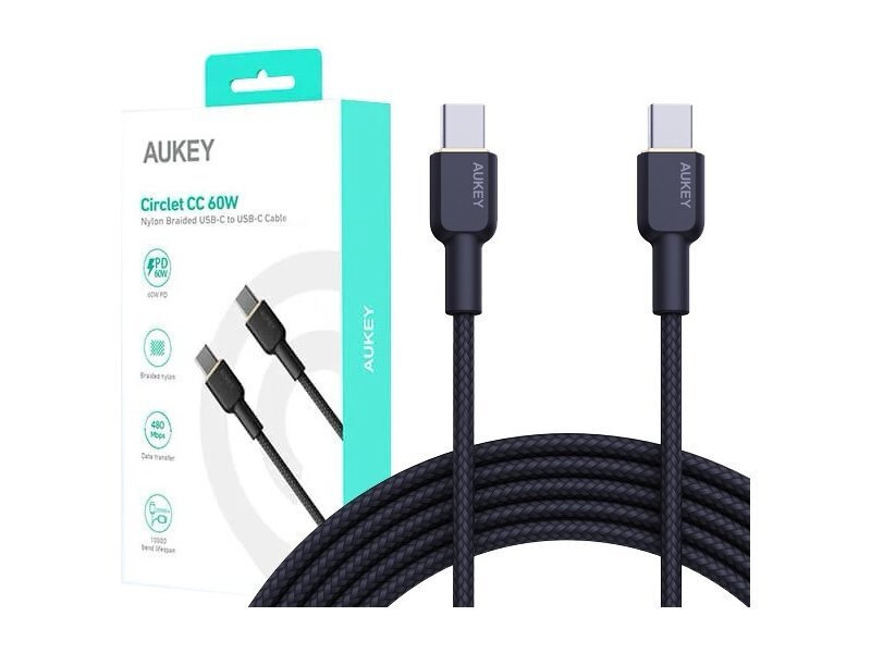 Aukey USB 2.0 USB-C male - USB-C 60W 1.8m (AKAUKKUCBNCC2BL) - Image 3