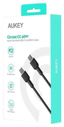 Aukey USB 2.0 USB-C male - USB-C 60W 1.8m (AKAUKKUCBNCC2BL) - Image 2