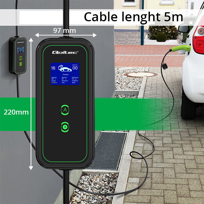 Qoltec Φορητός Μονοφασικός Σταθμός Φόρτισης 3.5kW με Ενσωματωμένο Καλώδιο Type 2 (52470) - Image 7